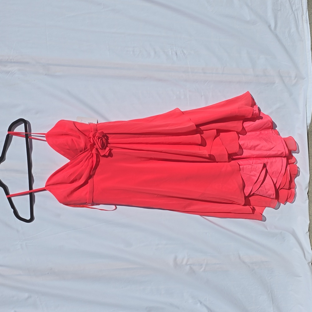 Womens Allure Bridals Pink Asymmetrical High Low Sundress Spaghetti Straps 10